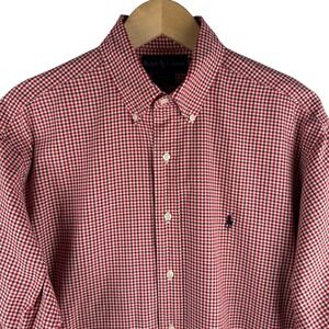 Ralph Lauren Red and White Checkered Casual Button Down Shirt